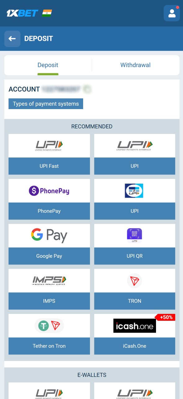 Top up your balance to fund your upcoming Poker sessions at 1xBet.